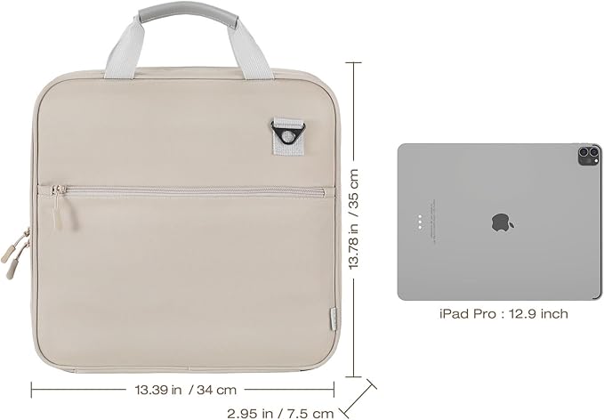 MoKo Zipper Binder, 2 Inch 3 Ring Binder with 500 Sheets Capacity & Shoulder Strap & Handle, Multi-Pocket Zipper Bag Organizer for Middle School, Light Tan