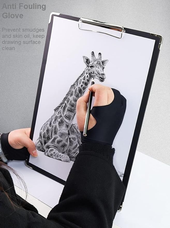 Drawing Glove, Digital Art Glove for Graphic Tablet, Artist Gloves with Two Fingers for iPad
