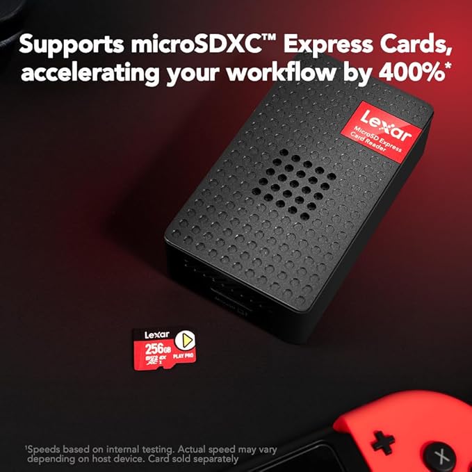 Lexar Play PRO MicroSD Express Card Reader, USB 3.2 Gen 2, up to 900MB/s Read, Compatible with Express microSD UHS-I Card (LRW540U-RNHNG)