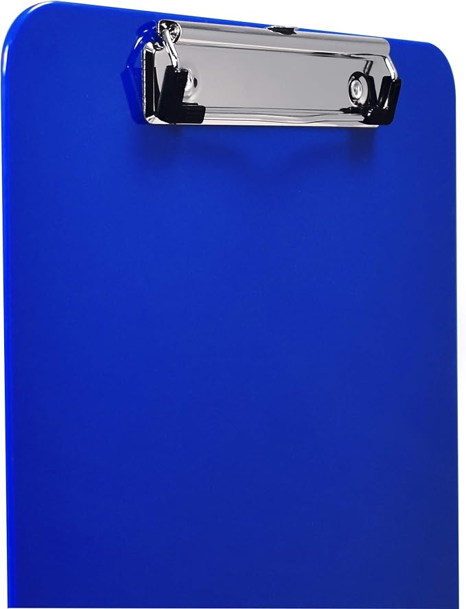 Better Office Products Blue Plastic Clipboards, 12 Pack, Durable, 12.5 x 9 Inch, Low Profile Clip, Blue, Set of 12