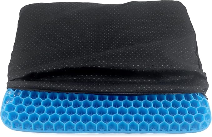 QWORK Gel Seat Cushion, Orthopaedic Gel Cushion, Cool & Breathable & Non-Slip for Car, Office,Wheelchair (Black, 40 x 35 x 3.2 cm)