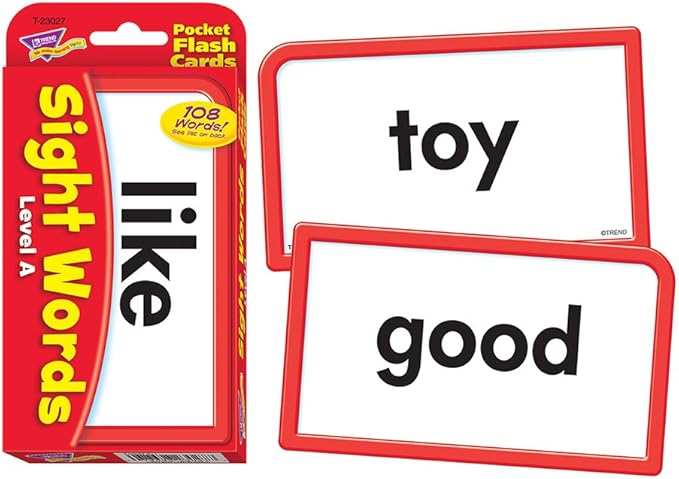 Trend Enterprises: Sight Words Level A Pocket Flash Cards, Great for Skill Building and Test Prep, 56 Two-Sided Cards Included, 108 Commonly-Used Words, for Ages 4 and Up