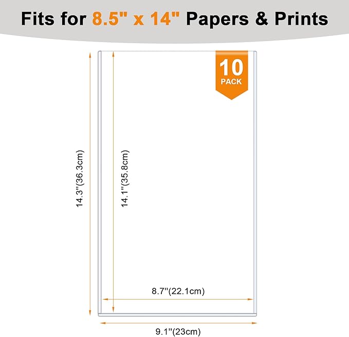 Ndsox 10 Pack 8.5" x 14" Rigid Print Protectors Clear Hard Plastic Sheet Protectors Top-Loading Rigid Menu Covers for Legal Size Paper, Documents, Photo, Posters, Prints, Artworks, Birth Certificates