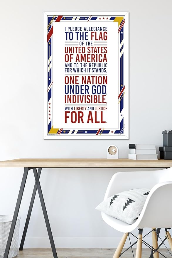 Trends International The United States Of America - Pledge Of Allegiance Wall Poster, 22.375" x 34", White Framed Version