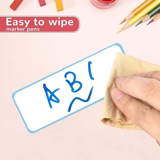 72 Pcs Dry Erase Magnetic Labels, 3.2 x 1.2 Colored Border Reusable Writable Magnetic Name Tags Magnetic Label Stickers for Whiteboard, Refrigerator, Locker Classroom Office Home (8 Colors)