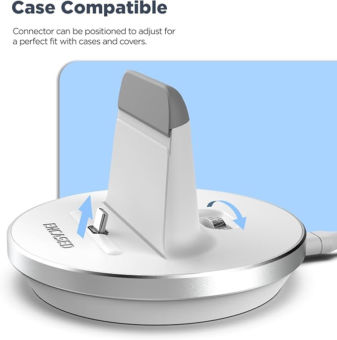 Encased Fast Charging USB-C Stand for iPhone 17/16 Pro Max (Non-Wireless) Desktop Wired Charger, Type-C Connector (White)