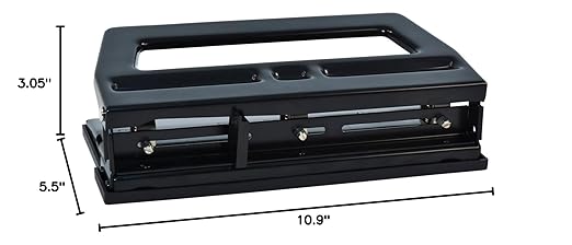 School Smart Black Steel Heavy-Duty 3 or 2-Hole Punch - 038174