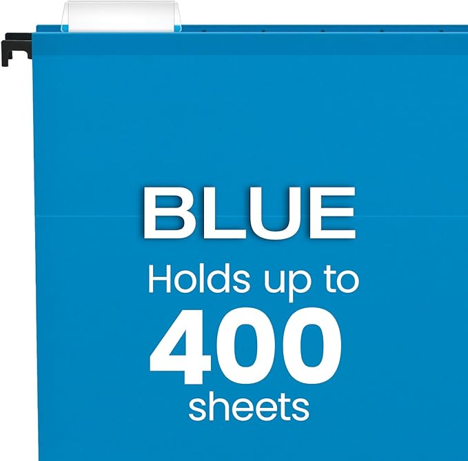 Pendaflex Reinforced Hanging File Folders, Letter Size, Blue, 1/5 Cut, 25/BX (4152 1/5 BLU)