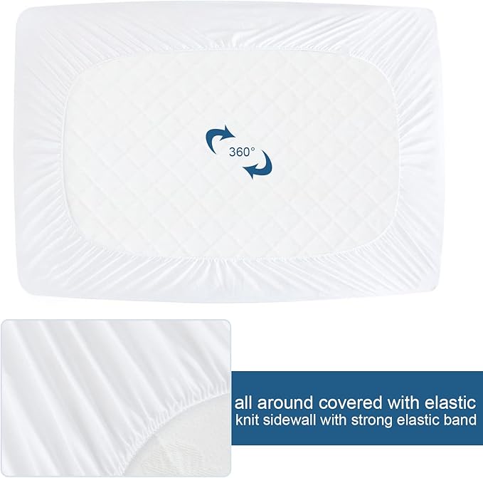 King Mattress Protector 2 Pack King Size Mattress Cover Protector Fitted Sheets up to 18'' Waterproof for Bed Topper Pad Protector, Machine Wash
