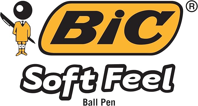 BIC Soft Feel Black Retractable Ballpoint Pens, Medium Point (1.0mm), 12-Count Pack, Black Pens With Soft-Touch Comfort Grip