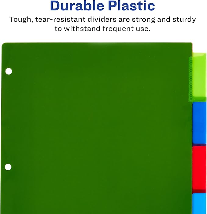 Avery Dividers for 3 Ring Binders, 5-Tab Plastic Binder Dividers, Insertable Big Tabs, Multicolor (3 Sets of 11900)