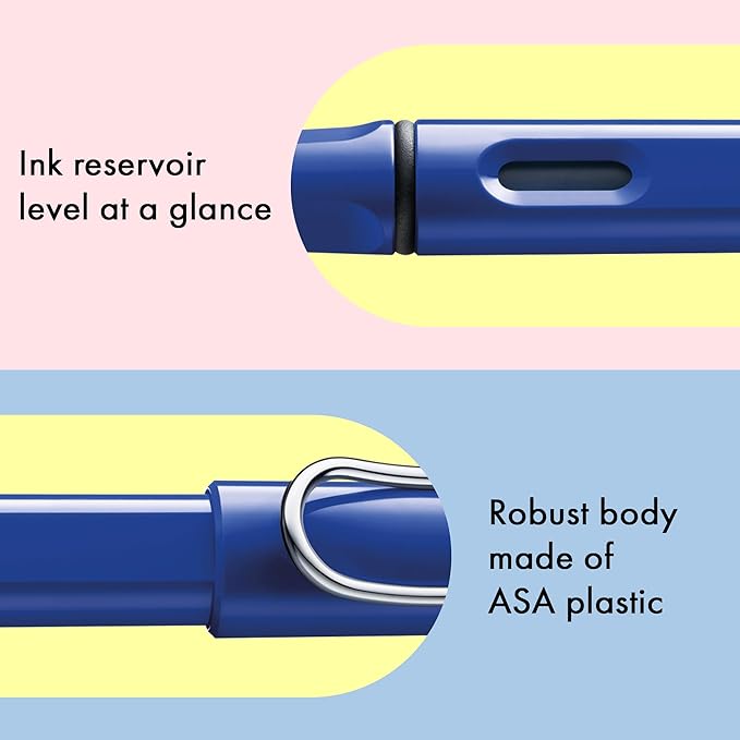 LAMY safari blue - Fountain Pen with ergonomic grip & polished steel nib in size B - ideal for any Writing & Calligraphy - including LAMY T 10 blue cartridge - Right-Handed
