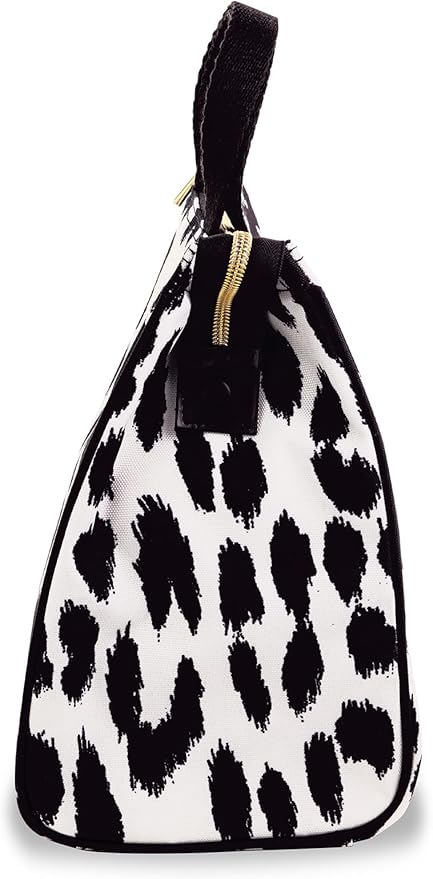 kate spade new york Portable Soft Cooler Lunch Bag, Thermal Tote with Insulated Interior Lining and Storage Pocket, Lunch Tote for Women, Modern Leopard