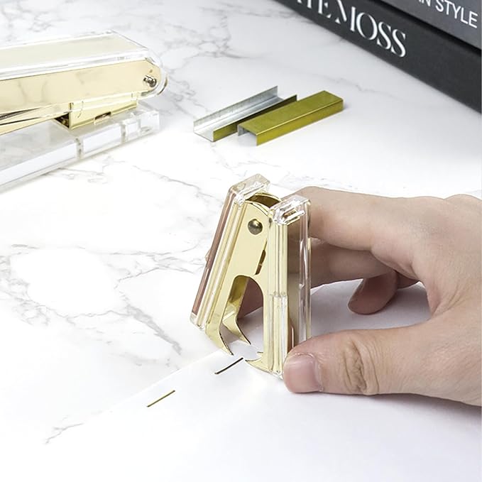 NatSumeBasics Clear Staple Remover Pure Gold Stapler Remover Cute Yellow Puller Removers Tool for Home Office School Desk Accessories Gift (Yellow Gold)