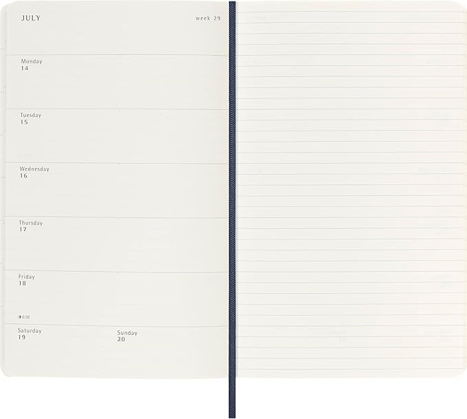 Moleskine Classic 18 Month 2025-2026 Weekly Planner, Soft Cover, Large (5" x 8.25"), Sapphire Blue, 208 pages