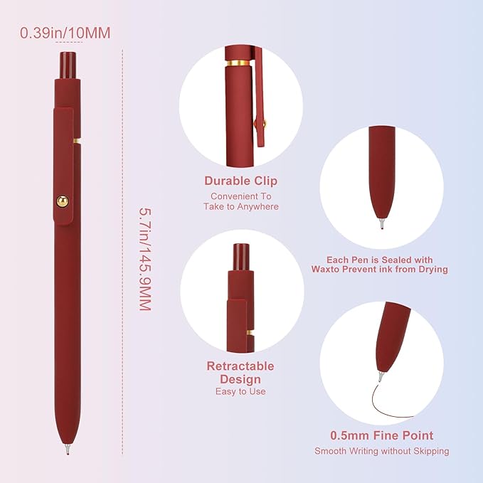 Ddaowanx Colorful Gel Pens, 0.5mm Fine Point Retractable, Cute Pens with Colored Writing and Sketching,Gifts for Nurse (24Pcs-Vintage Colors)