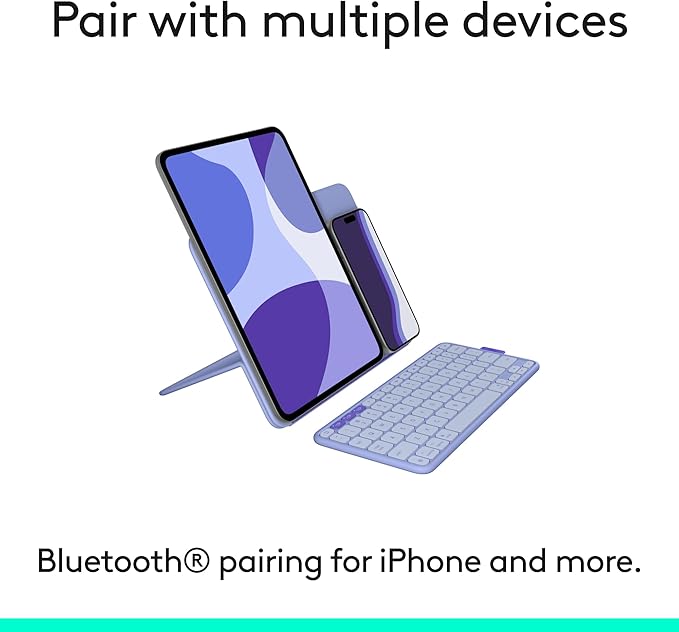 Logitech Flip Folio, Keyboard Case for iPad Pro 13-inch (M4 & M5) & iPad Air 13-inch (M2, M3 & M4) (2024, 2025 & 2026) - Protective & Stowable Bluetooth Keyboard Case, Multi-Device - Lilac