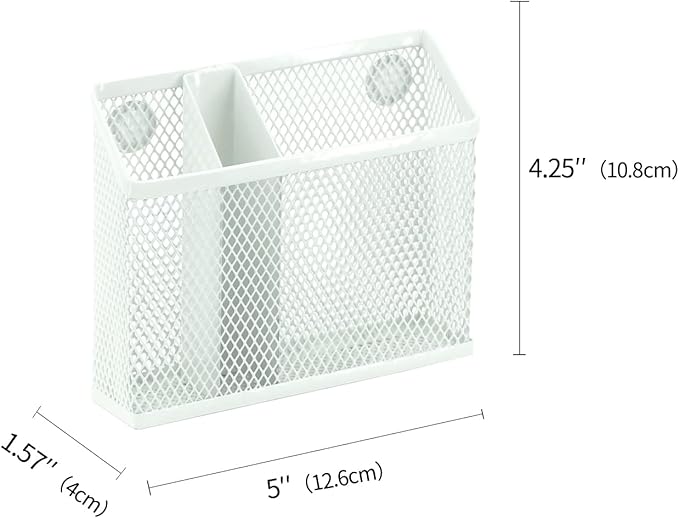 Neudeoc Locker Organizer and Accessories Kit, Includes Mesh Locker Shelf and Magnetic Pen Holder, Suitable for School, Work, Kitchen and Bathroomn (Pack of 4, White)