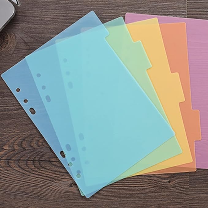 BAOFALI 10PCS A5 Size Dividers for 6 Ring Binder,with Reinforced Edge and 10 Tabs,Paper Index Divider Category Page Tab Indexing Cards Die and Stamp Storage Folder