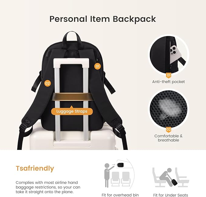 LOVEVOOK Everyday Backpack for Women, Chic Versatile Backpack with Water Bottle Pocket, Lightweight Waterproof Casual Daypack for City Work Commute, College, Travel & Gifts, Black-White-Brown