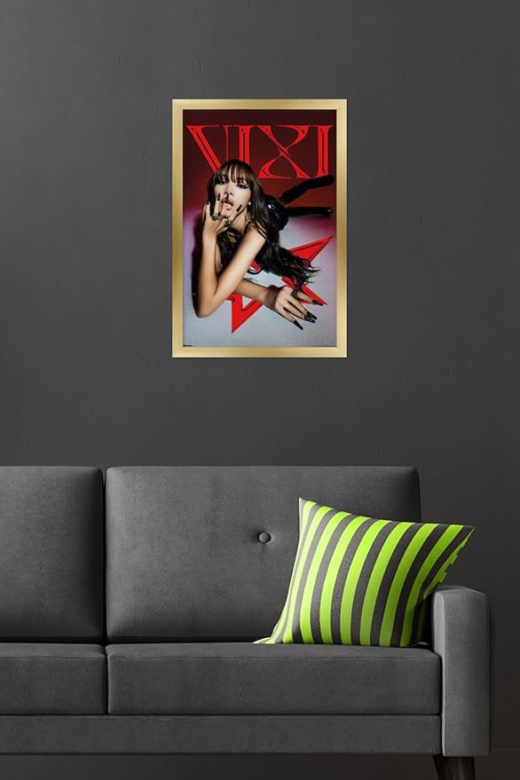 LISA - VIXI Red Star Wall Poster, 22.4L" x 14.7W", Gold Framed Version