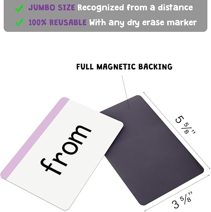 1st Grade Sight Words Magnetic Flash Cards(First Grade) - 41 Sturdy Large Dolch Cards for Literacy of Beginning Readers, Homeschool, Teachers and ESL