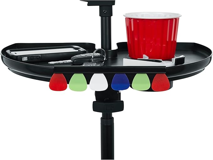 Gator FrameworksCases Clamp-On Microphone Stand Accessory Drink Holder and Guitar Pick Tab, Extra Large Tray, 14" x 9" (GFW-MICACCTRAYXL)