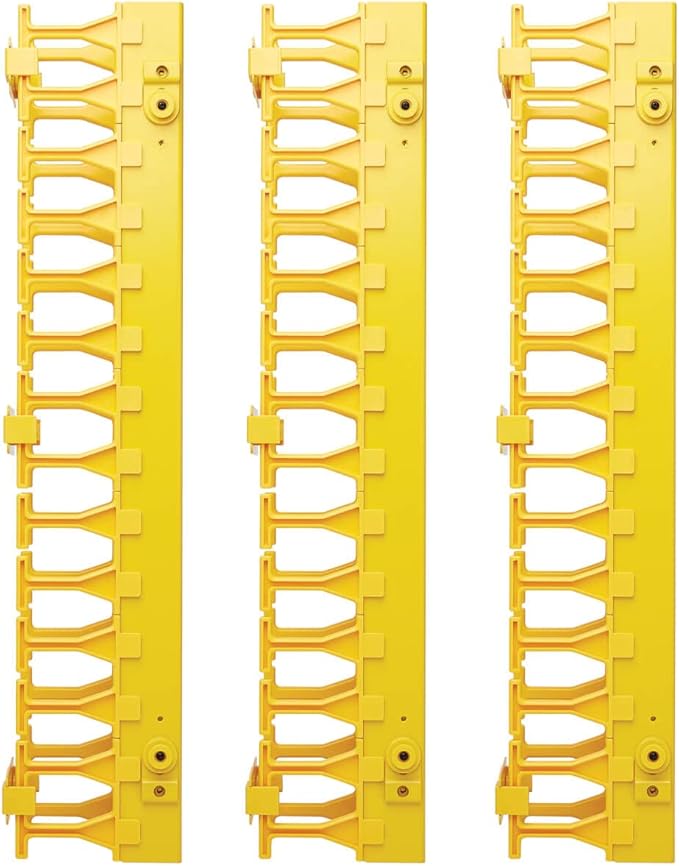 Tripp Lite Vertical Server Rack Enclosure Cable Manager, High-Capacity Double Finger Duct, High-Visibility Yellow Steel, 6 Foot / 1.8 Meters, Three 2-Foot Sections, 5-Year Warranty (SRCABLEVRT3FC)