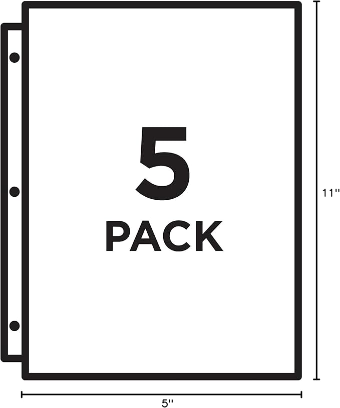 Avery Binder Pockets for 3 Ring Binders, Assorted Colors, Fits 8.5" x 11" Documents, Acid-Free and Archival-Safe, 5 Folders Total (75254)