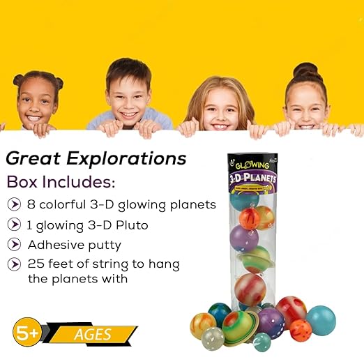 Great Explorations, 3D Glow in the Dark Planets in a Tube, Ages 5 and Up