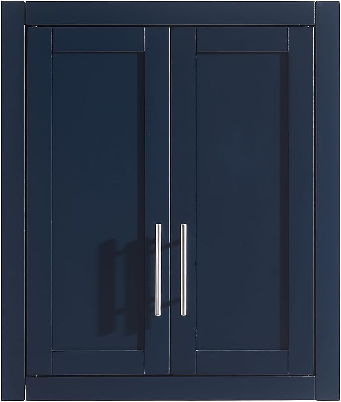 Crosley Furniture Savannah Wall Mounted Bathroom Storage Medicine Cabinet with Shelves, Navy