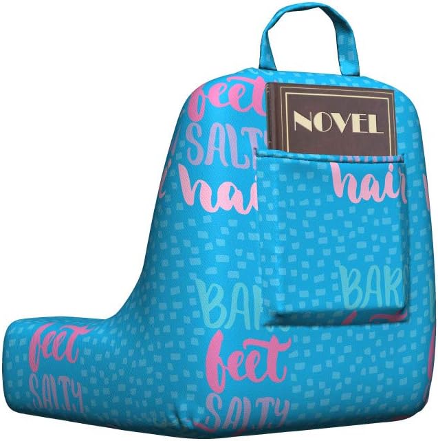 Ambesonne Beach Reading Pillow Cover, Calligraphic Bare Feet Salty Hair Message Ink Inscription with Squares Background, Unstuffed Printed Bed Rest Case from Soft Fabric, Small, Multicolor