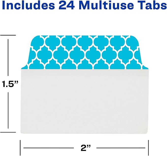 Avery 74774 Ultra Tabs Repositionable Tabs, 2 x 1 1/2, Patterns: Blue, Green, Pink, 24/Pack