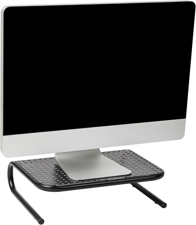 Mind Reader Monitor Stand, Ventilated Laptop Riser, Desktop Organizer, Office, Metal, 14.5"L x 11.25"W x 4.25"H, Black
