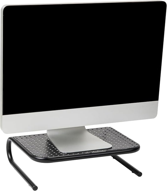 Mind Reader Monitor Stand, Ventilated Laptop Riser, Desktop Organizer, Office, Metal, 14.5"L x 11.25"W x 4.25"H, Black