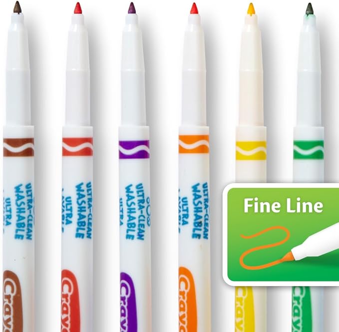 Crayola Ultra Clean Fine Line Washable Markers (40ct), Colored Markers for Kids, Fine Tip, Coloring Book Art Supplies, Gifts for Kids, Ages 3, 4, 5