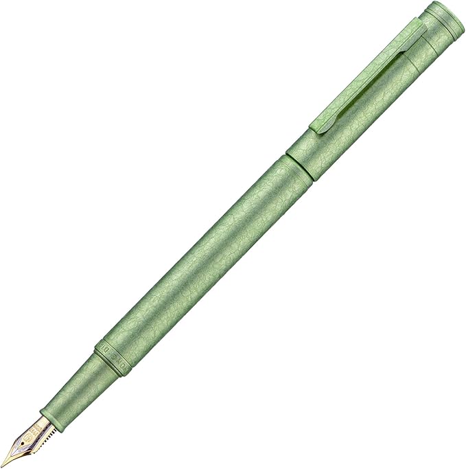 Hongdian 1851 Forest Fountain Pen Applegreen Ice Flowers, Extra Fine Nib Classic Design with Converter and Metal Pen Case