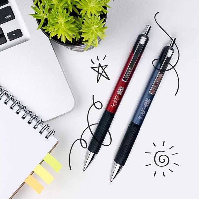 Zebra Pen G-350 + M-350 Writing Set 2-Pack, Black Ink & Pencil Lead, 0.7mm Medium Point, Red Premium Metal Barrel, Gel Pen and Mechanical Pencil Combo, Sleek Matching Design (11132)