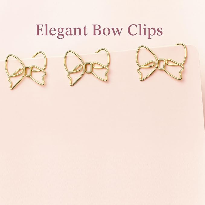 50 Pcs Bow Paper Clips – Bow Planner Clips, Office & School Supplies, Desk Accessories, Gifts for Bow Lovers