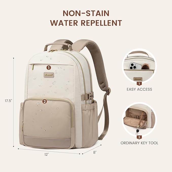 LOVEVOOK Laptop Backpack for Women with Pouch Pocket for Large Capacity Cup,15.6 Inch Laptop Computer Bag Travel Backpack Purse,Waterproof Work Business Backpack College Teacher Bags,Gray-Pink