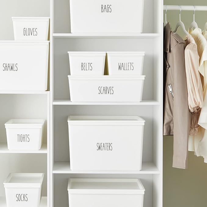 Talented Kitchen Clothing Bin Labels - Water-Resistant Closet Organizer Labels - Preprinted All-Caps Clothing Storage Tags - Organized Closet Storage - 133 Pack, 1.75 x 1.5-3.25 in, White Vinyl