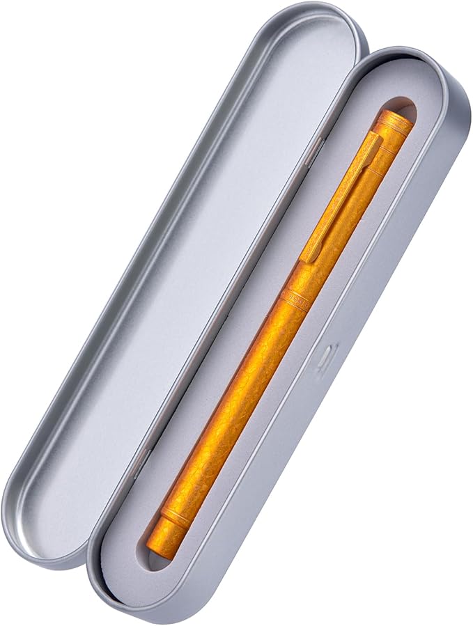 Hongdian 1851 Forest Fountain Pen Golden Ice Flowers, Extra Fine Nib Classic Design with Converter and Metal Pen Case