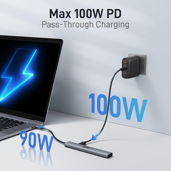 Acer 5 in 1 USB C Hub with 4K HDMI, 100W Power Delivery, 3 USB A Data Ports, USB C to HDMI Multiport Adapter for Laptop, PC, Tablet, MacBook Air, iPad Air, iMac, iPhone 15/16 Pro/Pro Max