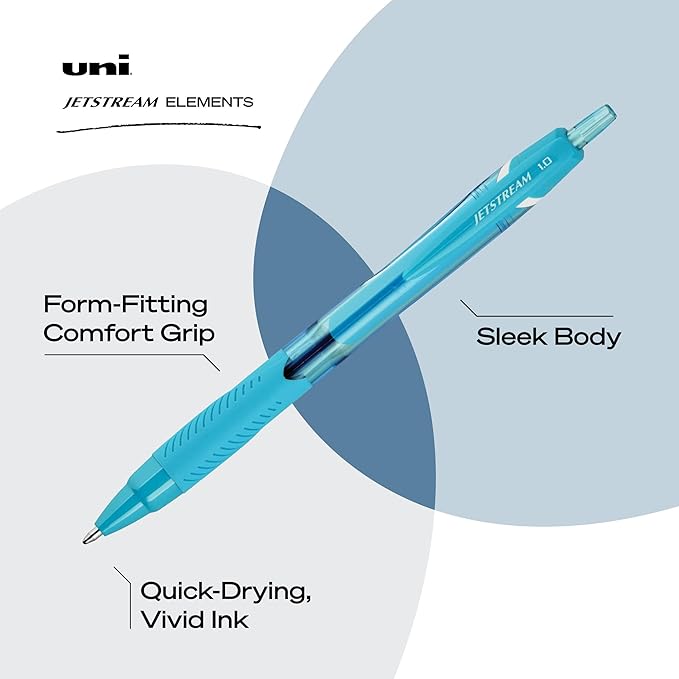 uni-ball Jetstream Elements Ballpoint Pens Medium Point,1.0mm, Assorted, 5 Pack