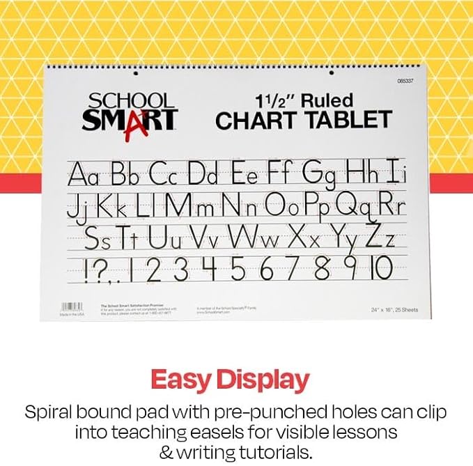 School Smart-85337 Chart Tablet, 24 x 16 Inches, 1-1/2 Inch Skip Line, 25 Sheets - White