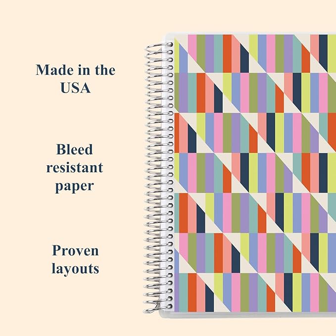 Erin Condren 8.5” x 11” Lined Spiral Notebook, College-Ruled Layout with 80 Lb. Paper, Hypnotic Cover, 160 Lined Notebook Pages, Platinum Coil, Stickers Included