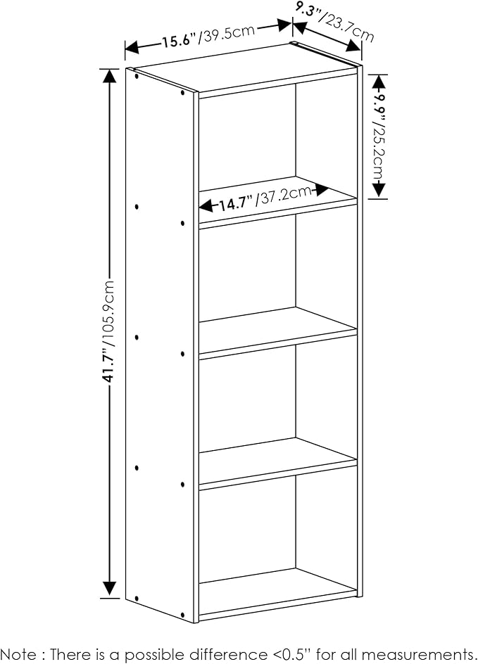 Furinno Luder Bookcase / Book / Storage, 4-Tier, Blackwood
