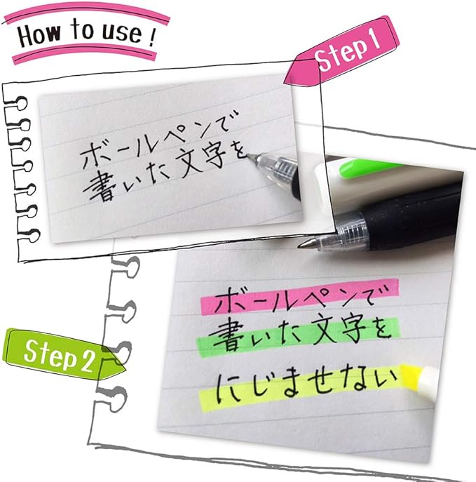 Zebra Highligher Just Fit Mojiniline, blurring proof for ballpoint pen wrinting (5 color set) WKS22-5C