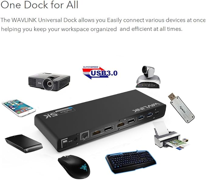 WAVLINK Laptop Docking Station Stand Dual Monitors 4K