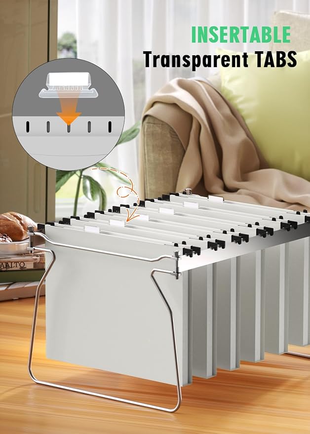 Extra Capacity Plastic Hanging File Folder, 12 Pack Reinforced Hang Folders Letter Size, Heavy Duty 1 Inch Expansion Filing Cabinet Folders, for Bulk Files, Medical Charts, Glacier Gray